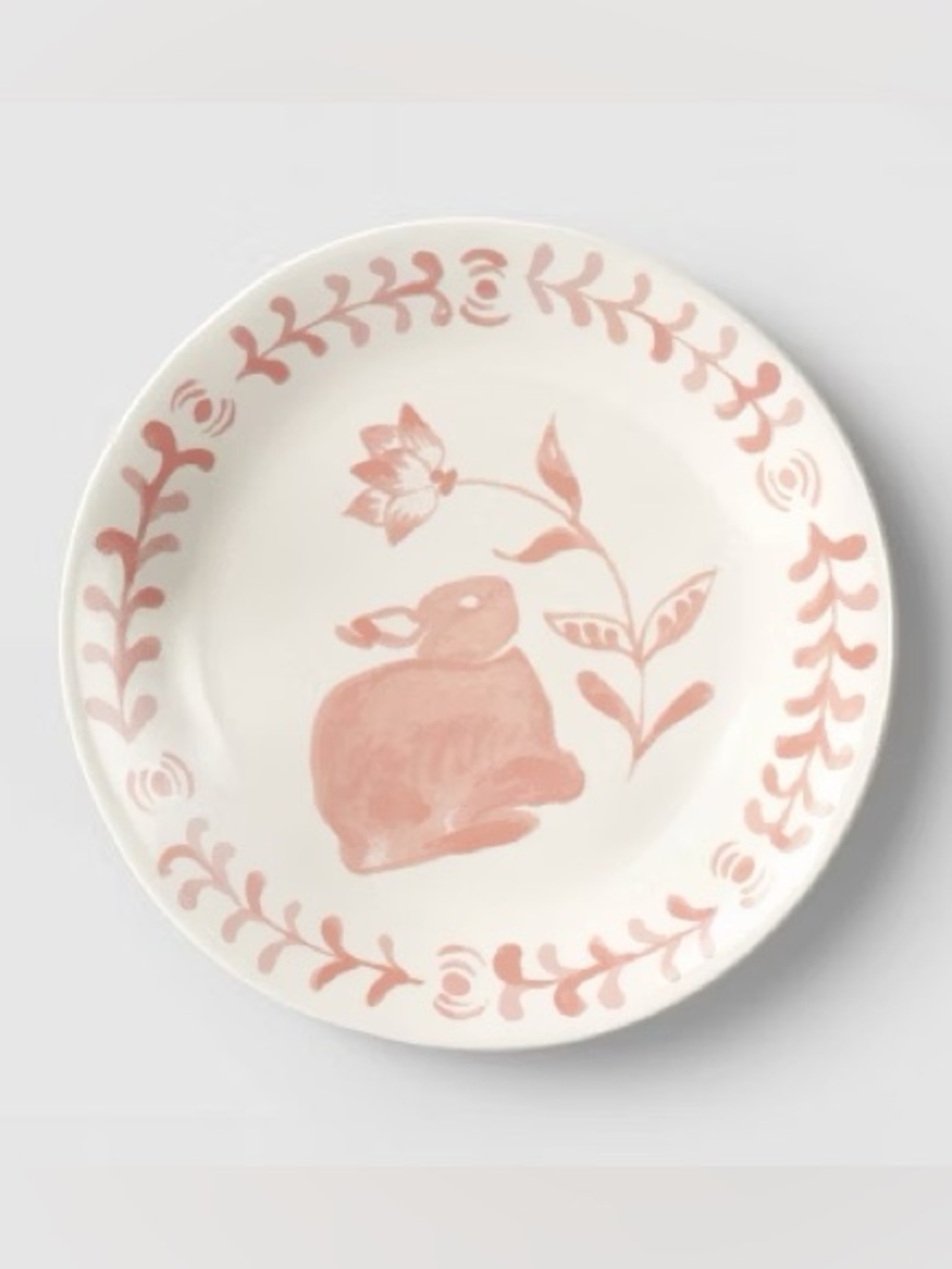 NEW Threshold Aralia Bunny Salad Plate 8.5” Pink Hand Painted Stoneware Spring